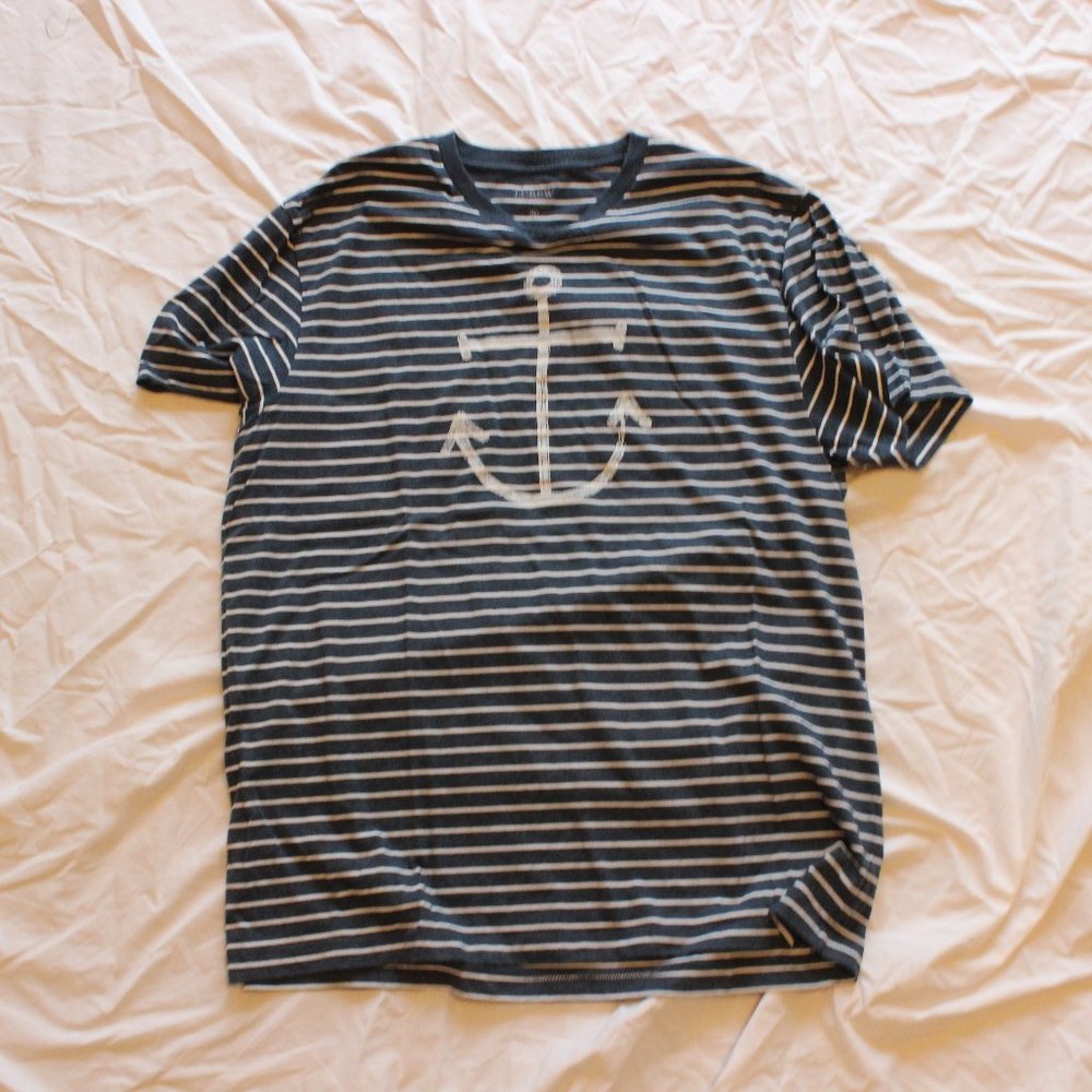 JCrew Blue and White striped Tshirt XL